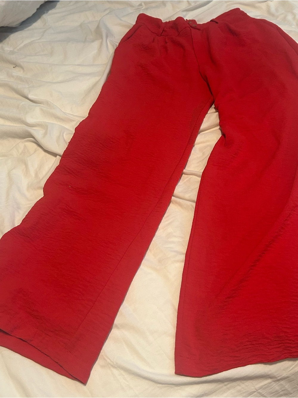 Red Wide-Leg Pants